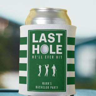Golf Bachelor Party Last Hole Striped Can Cooler