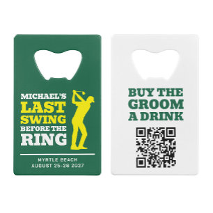 Golf Bachelor Party Stainless Steel Bottle Opener Credit Card Bottle Opener