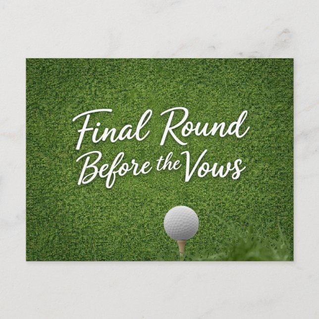Golf Bachelor themed on green grass Postcard (Front)
