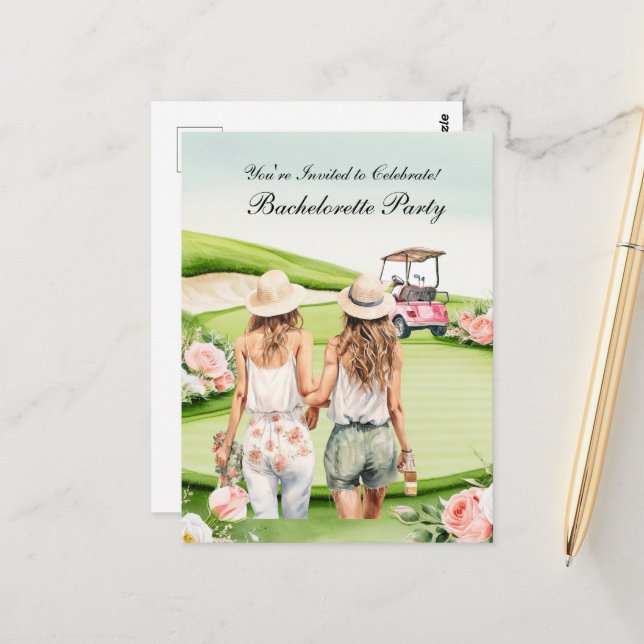 Golf Bachelorette Party for Golfer Postcard (Front/Back In Situ)