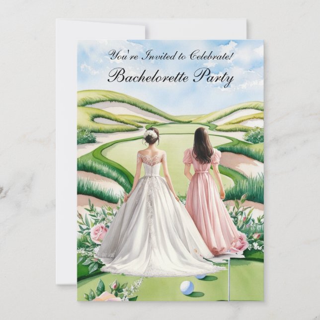Golf Bachelorette Party on golf course Invitation (Front)