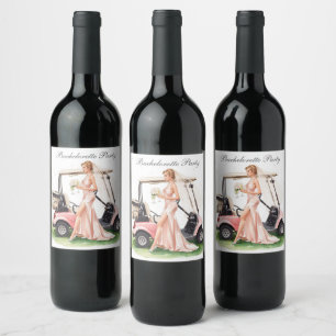 Golf Bachelorette Party on golf course Wine Label
