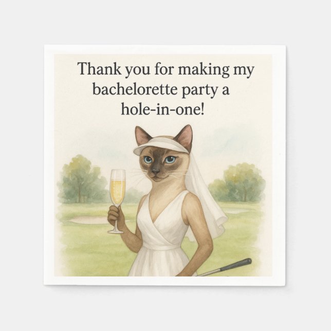 Golf Bachelorette Thank You Cat Lovers  Napkin (Front)