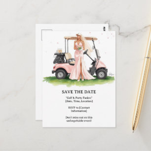 Golf  Bachelorette woman golfer is golfing  Postcard