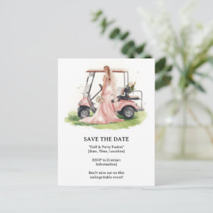 Golf  Bachelorette woman golfer is golfing  Postcard