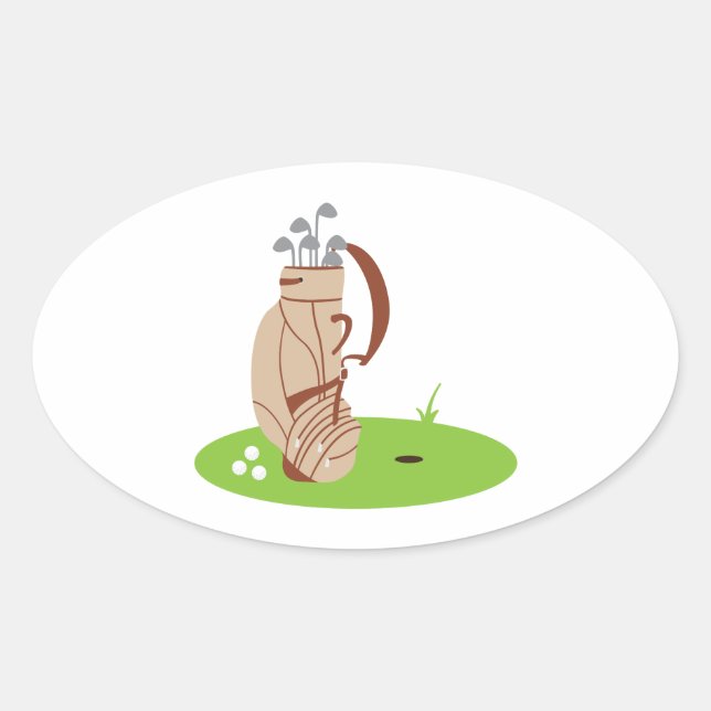 Golf Bag & Balls Oval Sticker (Front)