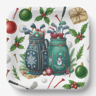 Golf Bag Christmas themed gifts for golfer Paper Plate
