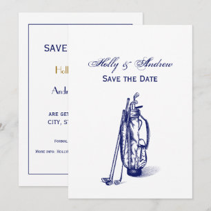 Golf Bag Golf Clubs Blue Invitation