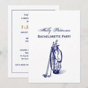 Golf Bag Golf Clubs Blue Invitation