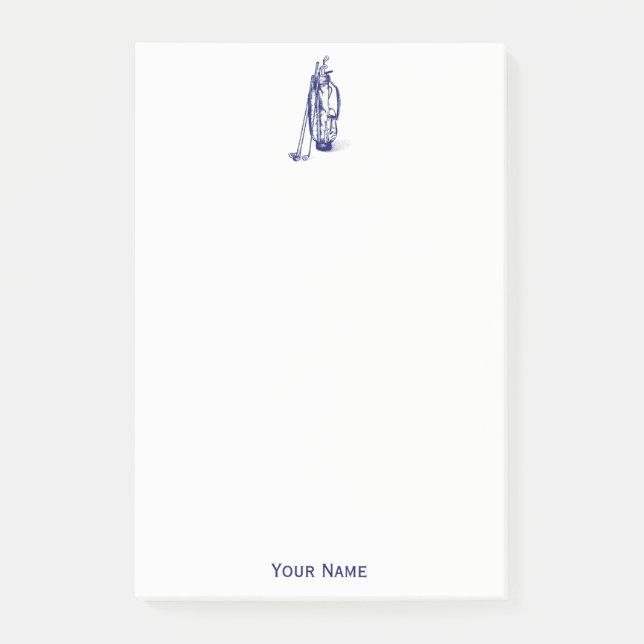 Golf Bag Golf Clubs Blue Post-it Notes (Front)