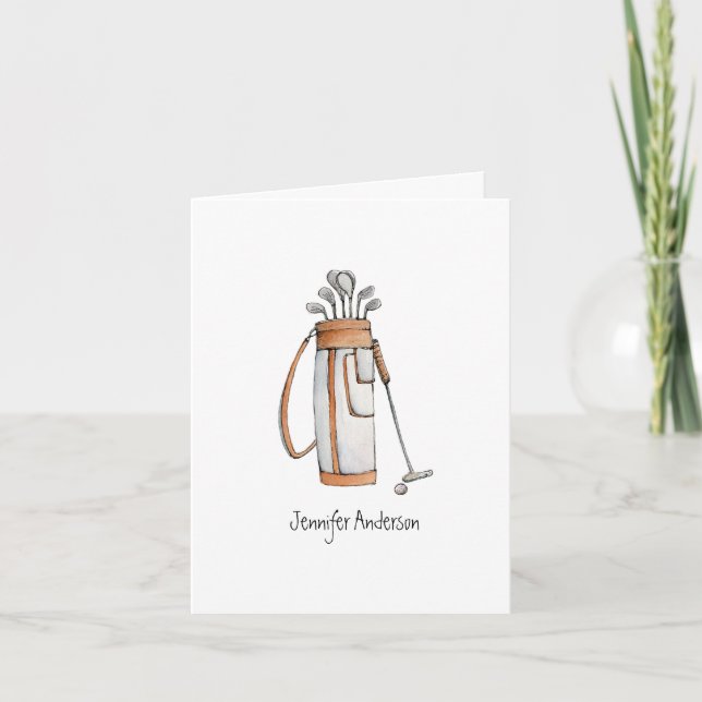 Golf bag golfers folded Thank You Card (Front)
