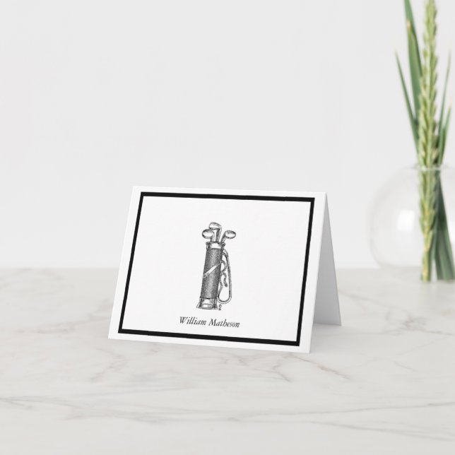 Golf Bag Golfing Sports Golfer Custom Folded Note Card (Front)