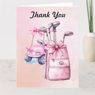 Golf  Bag in Pink Themed for Girl  Thank You Card