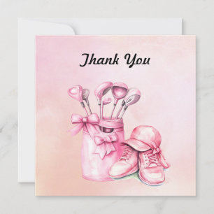 Golf Bag in Pink Themed for Girl Thank You Card