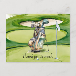 Golf  Bag thank you card golf course watercolor