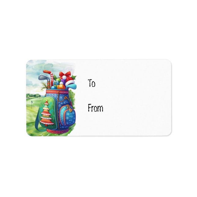 Golf bag with Santa Hat for Golfer Label (Front)