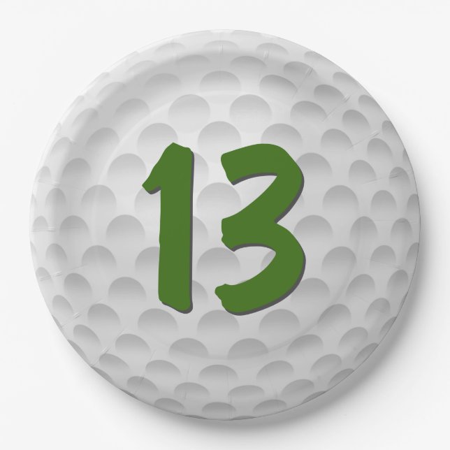 Golf Ball 13th Birthday  Paper Plate (Front)