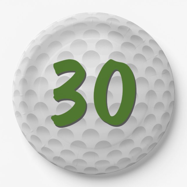 Golf Ball 30th Birthday  Paper Plate (Front)