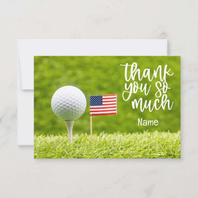  Golf ball and American flag  Thank You Card (Front)
