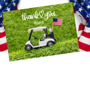  Golf ball and American flag  Thank You Card