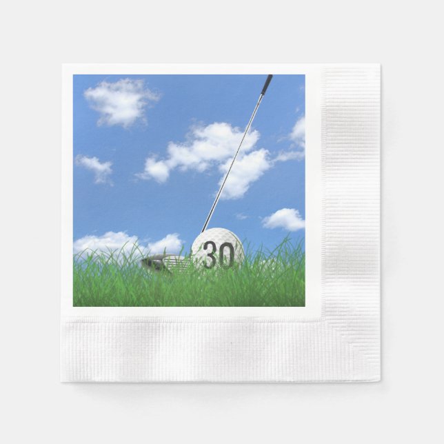 golf ball and club for 30th birthday napkin (Front)