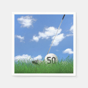 golf ball and club for 50th birthday napkin