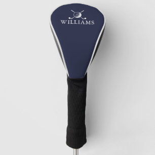  Golf Ball And Clubs Custom Name Navy Blue Golf Head Cover