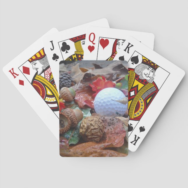 Golf Ball and fall leaves and acorns Playing Cards (Back)