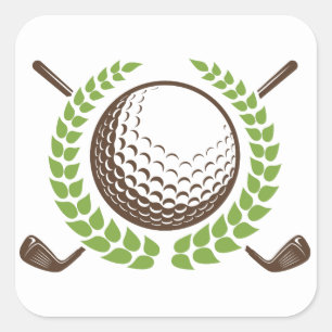 Golf Ball and Golf Clubs with Wreath Sticker