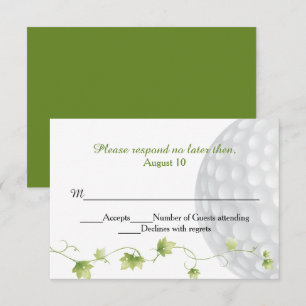 Golf Ball and Ivy Wedding RSVP Card