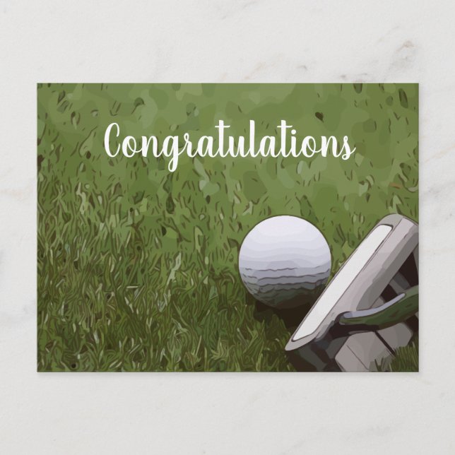 Golf ball and putter Congratulation Postcard (Front)
