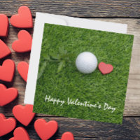 Golf ball and red heart with love Valentine's Day