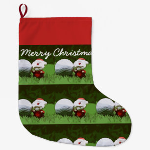 Golf ball and Santa Claus for Christmas to golfer Large Christmas Stocking