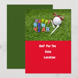 Golf ball and tee Happy New Year Par tee golfer  Invitation