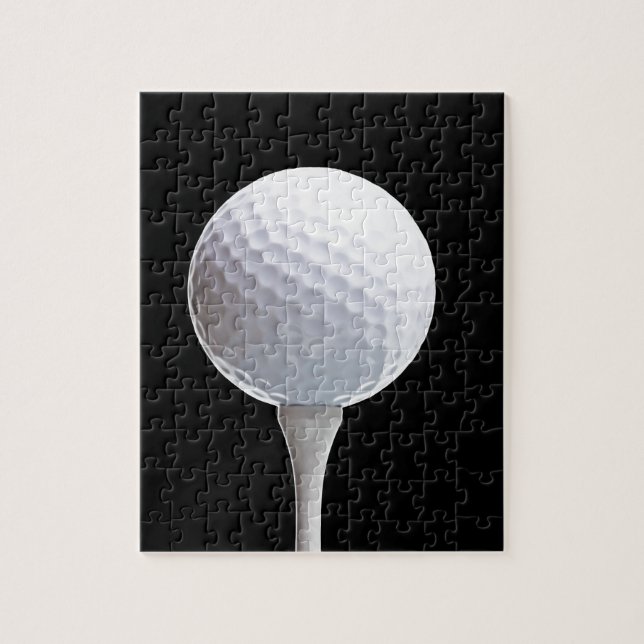 Golf Ball and Tee on Black- Customized Jigsaw Puzzle (Vertical)