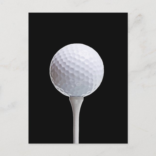 Golf Ball and Tee on Black- Customized Postcard (Front)