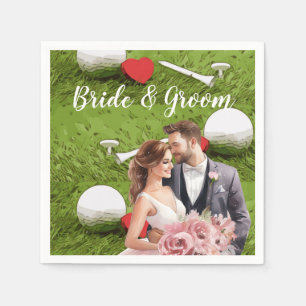 Golf ball and tee with love for golfer wedding napkin
