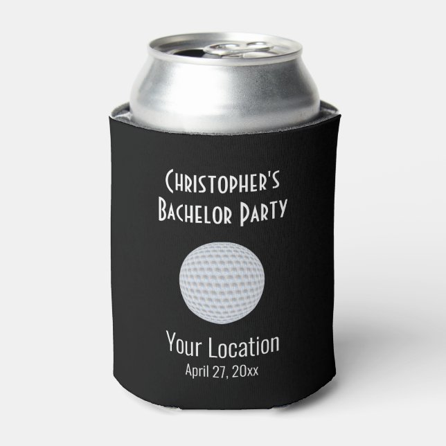 Golf Ball Bachelor Party Wedding Favour Can Cooler (Can Front)