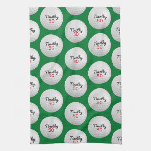 Golf Ball Birthday Party - 50th or Other Year Kitchen Towel