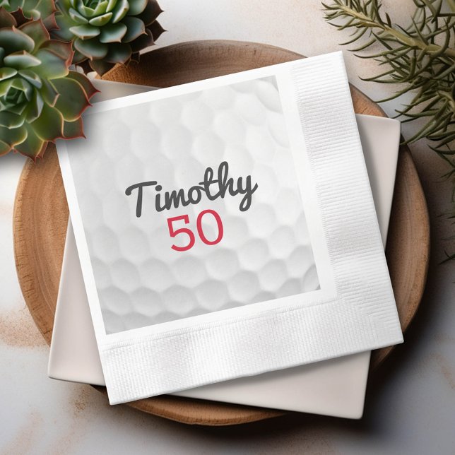 Golf Ball Birthday Party - 50th or Other Year Napkin (Custom Party Napkins)