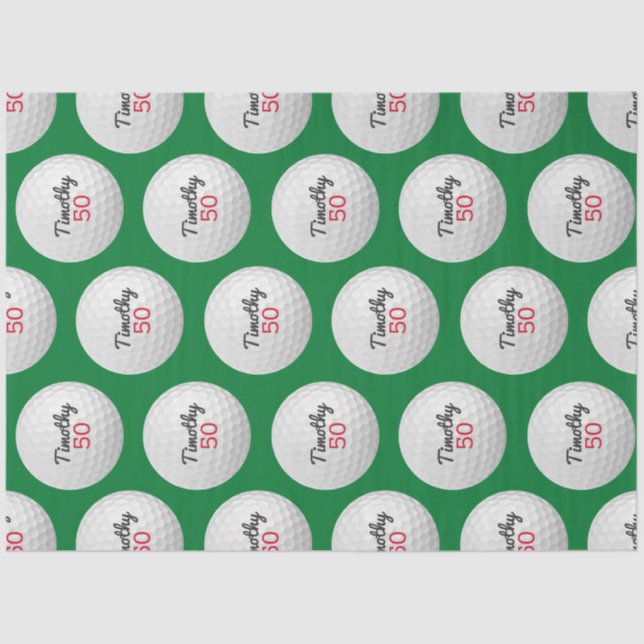 Golf Ball Birthday Party - 50th or Other Year Tissue Paper (Front)