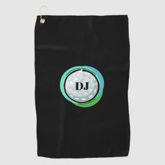 Golf Ball Black Green Initials Towel