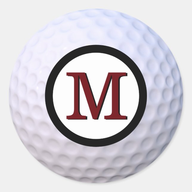 Golf Ball Bold Custom Monogram Classic Round Sticker (Front)