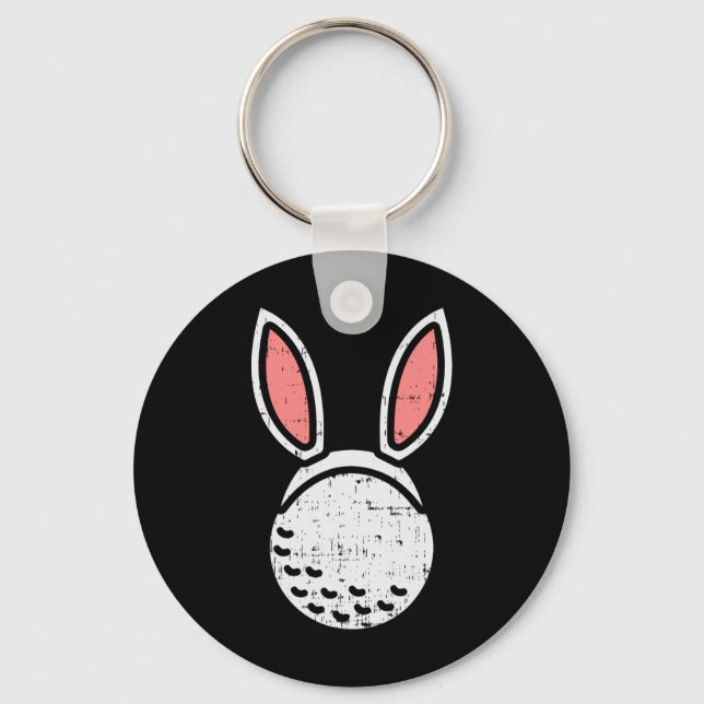 Golf Ball Bunny Ears Funny Golfing Easter Golfer G Keychain (Front)