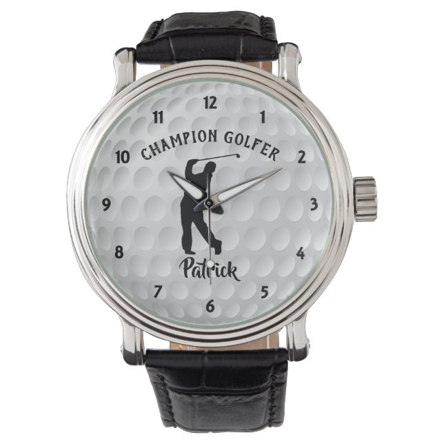 Golf Ball Champion Golfer Personalized Golf Watch (Front)