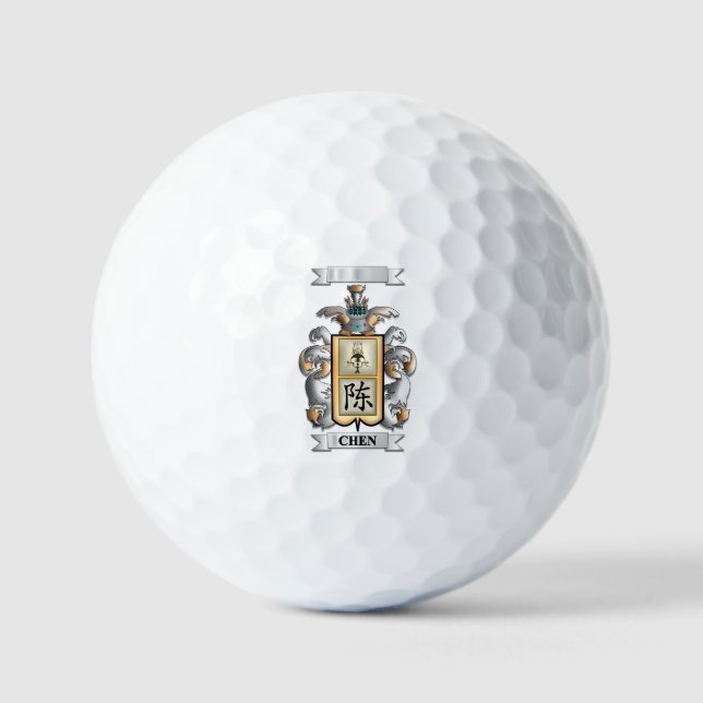 Golf Ball Chen Surname And Shield (Front)