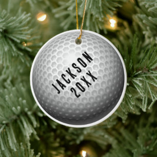 Golf Ball Christmas Ceramic Ornament