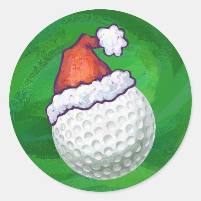 Golf Ball Christmas Hats Classic Round Sticker (Front)