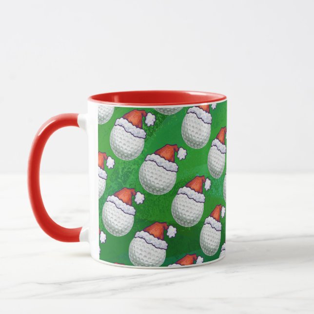 Golf Ball Christmas Hats Mug (Left)