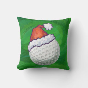 Golf Ball Christmas Hats Throw Pillow
